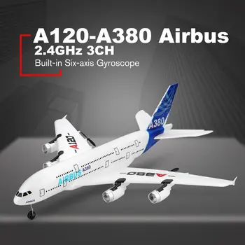 A120-A380 Airbus 2.4 GHz 3CH RC Lidmašīnas Fiksētu Spārnu Dūkoņa Aeromodelling Tālvadības pults Gaisa kuģa Seši ass Lidojumu Rotaļlietas