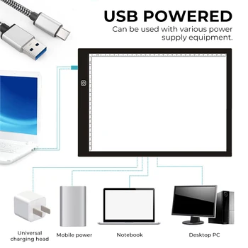 A4 USB LED Izsekošanas Gaismas Pad Artcraft Gaismas Kastes Kopēt Valdes Krāsošana Rakstīšanas, Zīmēšanas Tablete Art Grafikas Pad Bezpakāpju Dimming