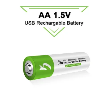 AA uzlādējamas 1,5 V 2600mWh USB AA uzlādējamas li-ion akumulatoru, tālvadības pults, peles maziem ventilatora Elektriskās rotaļlietas baterijas + Kabelis