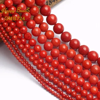 AAA Dabas Sarkanas Koraļļu Pērlītes Rotaslietas Pieņemšanas Zaudēt Apaļas Pērles Diy Aproce, Kaklarota, Rotaslietas 15inches 2/3/4/6/8mm-(F01187)