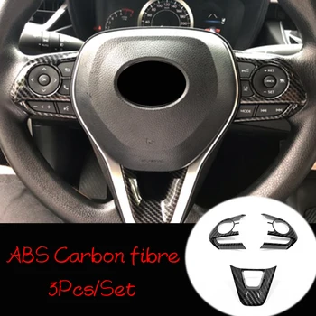 ABS Oglekļa šķiedras Toyota Corolla E210 2019 2020 piederumi stūre Pogu rāmja Vāks Melns, Uzlīmes Car styling 3pcs