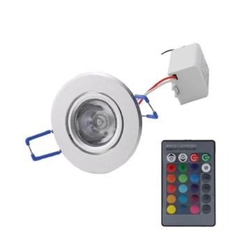 AC 85~265V 16 krāsas maiņa 3W RGB LED spot gaismas prožektoru gaismā, griestu spuldze ar tālvadības pulti