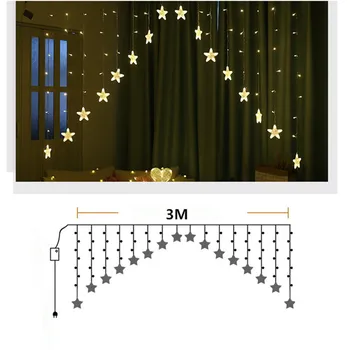 AC220V 3M Ziemassvētku Gaismas Romantisko Pasaku Zvaigžņu LED Aizkaru String Apgaismojums, lai Mājās Guļamistaba Kāzu Vainags Partijas Apdare