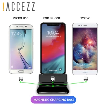 ACCEZZ 2 in 1 Tālrunis Stāvēt Magnētiskais Turētājs Lādētājs iphone 8 X Plus Universāla Tips-K Micro USB 8 Pin Darbvirsmas Maksas Xiaomi