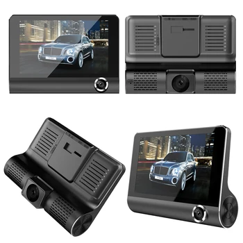 ADDKEY Auto DVR 3 Kameras Objektīvs 4,0 Collu Dash Kamera Dual Objektīvs Ar Atpakaļskata Kameru, Video ierakstīšanas Auto Registrator Dvrs Dash Cam