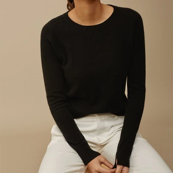Adishree 2020. gadam sieviete ziemas Kašmira džemperi un auntmun trikotāžas Džemperi ar Augstu Kvalitāti, Silts Sieviešu O-veida kakla Melna lēti augšu