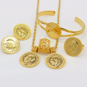 Adixyn Zelta Krāsā Monētas, Rotaslietas Kopumu, Etiopijas, Kaklarota, Kulons/Auskari/Gredzenu/Rokassprādze Habesha Kāzu Eritreja/Āfrikas Dāvanu