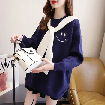 Adīts tops adīti sieviešu korejiešu versija 2020. gada rudens un ziemas jauno zaudēt koledžas stila džemperis džemperis