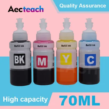 Aecteach Printeri, Krāsu Ink Bottle 70ml T6641 T6642 T6643 T6644 Epson EcoTank L120 L310 L380 L396 L455 L495 L575 Kārtridži