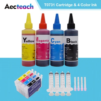 Aecteach T0731N Epson T0731 Uzpilde Tintes Kasetne Stylus CX8300 CX3900 CX7300 Kārtridži + Epson Printeri, Tintes Uzpilde 400 ml