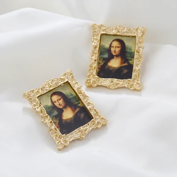 AENSOA Vintage Mona Lisa Piliens Auskari Sievietēm Slavenā Glezna Piederumi Baroka Vilināt Auskari Modes Rotaslietas Dāvanu