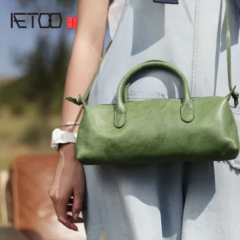 AETOO Vasarā jaunu mākslu un meža sieviešu soma zaļā ādas retro pleca soma pleca soma ādas diagonāli maza soma