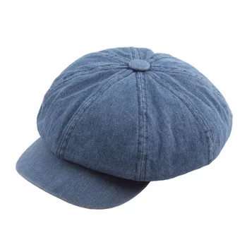 [AETRENDS] Džinsa Kokvilnas Astoņstūra formas Cepures Sievietēm, Vīriešiem Britu Stila Vintage Cepuri Sieviete Caps chapeau femme Z-6844