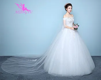 AIJINGYU līgavas sweet puse gara kleita kāzu kleitas WK324