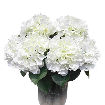 AIMA Mājas Apdare, Ziedi, Mākslīgie Hydrangea Ziedu 5 Lielajām Galvām, Pušķi, Dekori DIY Krēmveida balta