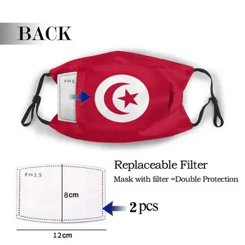 Aizsardzības masku ar filtru Tunisija Karogu (1) anti putekļu PM2.5 atkārtoti pieaugušo bērnu, pusaudžu meitene