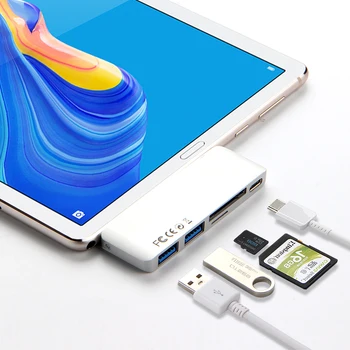 AJIUYU c Tipa RUMBU Vairāku USB3.0 HDMI USB C Adapteris Doks Huawei MediaPad M6 10.8 MatePad Pro Planšetdatoru, USB-C 3.1 Portu Sadalītājs