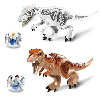 Akcijā!!! Lielo Izmēru Jurassic Dinozauru Pasauli Tyrannosaurs Rex Modeli, Celtniecības Bloki, Apgaismo Attēls Rotaļlietas Bērniem
