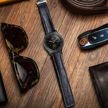 AKGLEADER Jaunākās Patiesu Krokodils Graudu Ādas Siksniņa Joslu Samsung Galaxy Skatīties S4 42mm 46mm Watchbands Datumi