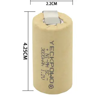 Akkus SC baterijas sub C akumulatoru uzlādējams 3000mAh akkumulator 1,2 V NIMH lodēšanas lentes metināšanas cilnes saules bateriju