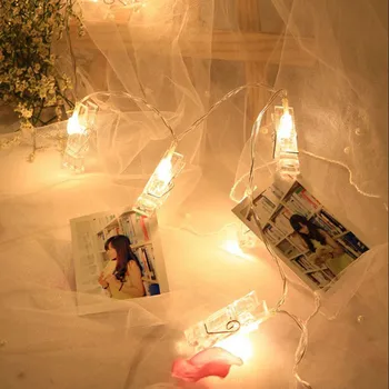 Akumulatoru Powered Led Kartes Foto Klipu String Gaismas EUPlug Baby Dušas Romantisku kāzu dekorēšana Dzimšanas dienas Svētku gaismas