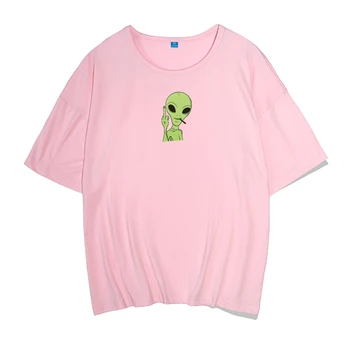 Alien Animācijas Filmu Radošo Drukāt Sieviešu T-Krekls Vasaras Smieklīgi Grafikas T Krekls Korejas Pamata Tshirt Hip Hop Apģērbu, Streetwear Tee