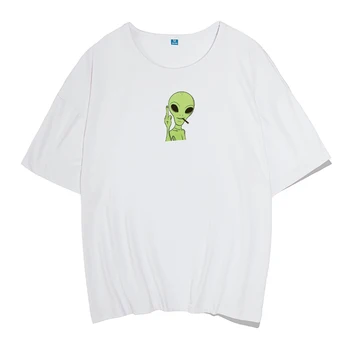 Alien Animācijas Filmu Radošo Drukāt Sieviešu T-Krekls Vasaras Smieklīgi Grafikas T Krekls Korejas Pamata Tshirt Hip Hop Apģērbu, Streetwear Tee
