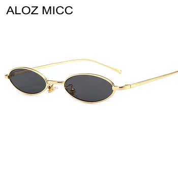 ALOZ MICC Vintage Ovālas formas Saulesbrilles Sievietēm, Vīriešiem 2019 Modes Mazo Metāla Konfektes Krāsu Briļļu Retro Melns Sarkans Saules Brilles Sieviešu Q226