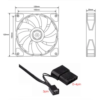ALSEYE DATORU Dzesēšanas Ventilatoru 120mm Cooler Altra Kluss 3/4pin LED Gadījumā Ventilators Datoru 1300RPM 12v Fani