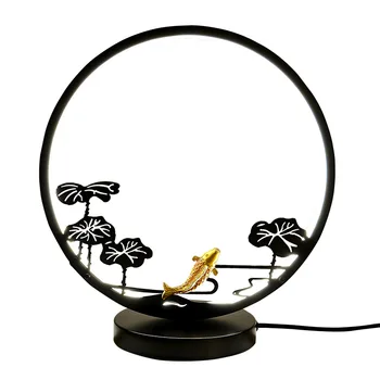 Alumīnija gredzenu Zen rotājumi Radošo galda lampas Dzīvojamā istabā mājās laimi, Tējas ceremonija dekoratīvā galda lampa