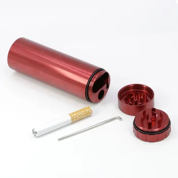 Alumīnija sakausējuma multi-function tabakas dzirnaviņas smēķēšana cauruli, uzstādīt cigarešu etvija lodziņā 110*30mm 140g