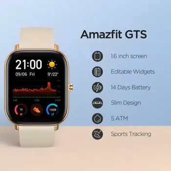 Amazfit GTS smart watch(reloj inteligente mujer hombre GPS bluetooth deporte ārpuse android, IOS reloj xiaomi)[Versión Pasaules]