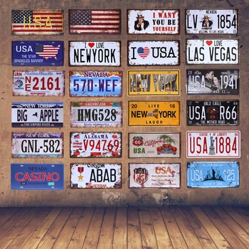 American Vintage Mājas Dekoru New York Skārda Zīme ASV Auto Plāksnes Nevada Metāla Licences Plāksne Oregonas un Kalifornijas Sienas Mākslas Numuru Plakāts
