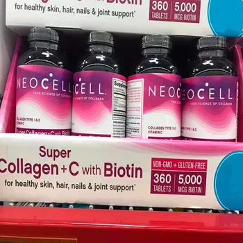 Amerikas savienotās Valstis Imports NeoCell Kolagēna Tabletes Mazo Molekulu Kolagēna Hidrolizāts Peptīdu Biotīns Kolagēna+c 360 Tabletes, 1 Pudele