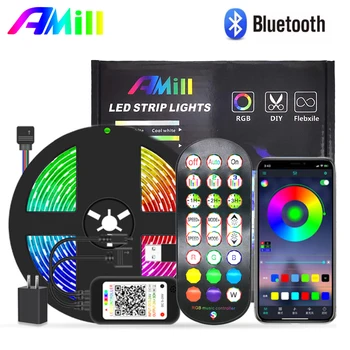 AMill Bluetooth RGB LED Strip Gaismas SMD 5050 5M Diožu Lentas Elastīgas Neona Ledstrip Lentas LED Sloksnes, Guļamistaba USB 5V TV Apgaismojums