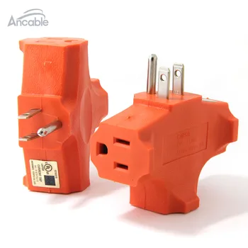Ancable 2-Pack 3 Veidu lieljaudas Pamatots Trīsvietīga Kontaktligzda Adapteris UL reģistrētu ( T-Veida Sienas Tap ), Orange