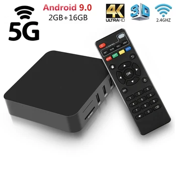 Android 9.0 TV Kastē RK3228A Quad Core 2GB 16GB 2.4 G/5Ghz Dual WiFi 5G 4K 1080p Media Player Google Youtube Smart TV Set top Box