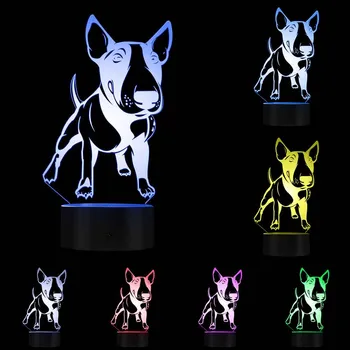 Angļu Bull Terjers Formas mērķis LED Vizuālo Lampas Pet Suns, Kucēns 3D Optiskā ilūzija Spuldzes Mājas Dekori LED Nakts Gaisma Galda Lampa