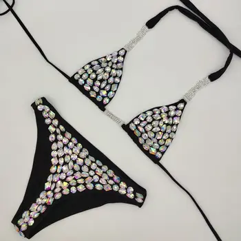 Anibol Rhinestone Bikini 2020 Jaunākais Kristāla Trīsstūris Bikini Komplekts Sieviešu Peldkostīms Augstas Kvalitātes Dimanta Roku sašūtām Peldkostīmi
