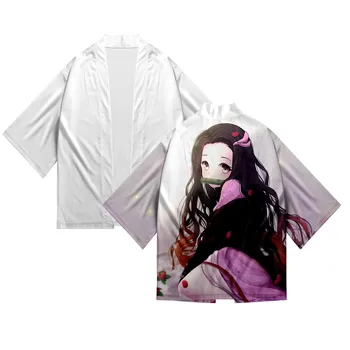 Anime Demon Slayer Kimetsu nav Yaiba 3D Drukāšanas Japāņu Kimono Haori Yukata Cosplay Sieviešu/Vīriešu Vasaras Gadījuma Atdzist Streetwear