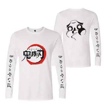 Anime Demon Slayer Kimetsu nav Yaiba garām Piedurknēm T Krekls plus lieluma galotnēm lakrosa vīriešu t streetwear gadījuma Garš T-krekls