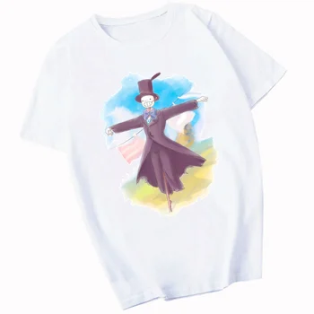 Anime, Gaudot s Moving Castle Miyazaki Hayao T Krekli, Sieviešu T-krekls ar Īsām Piedurknēm, Sieviešu Topi, t-veida, Harajuku Vintage Vogue