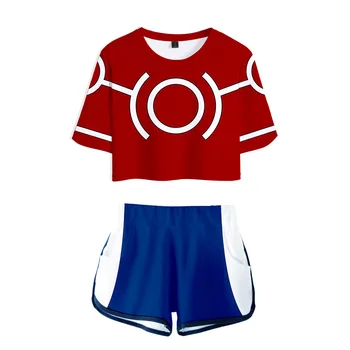 Anime Mans Varonis Augstskolu Cosplay Kostīmu Mha 3D Digitālā Druka Meitenes Naba Vasaras Atpūtas Sporta Tērps