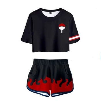 Anime Naruto Krekls Kliedz Tērpi Cosplay Kostīms Sievietēm 's Komplekti Naruto Akatsuki T krekls, t-veida, Sporta Īsā Top Apģērbs Meitenēm Apģērbi