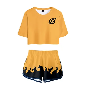 Anime Naruto Krekls Kliedz Tērpi Cosplay Kostīms Sievietēm 's Komplekti Naruto Akatsuki T krekls, t-veida, Sporta Īsā Top Apģērbs Meitenēm Apģērbi