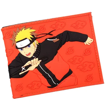 Anime Naruto un Sasuke Tēmu Maks Ar Rāvējslēdzēju Monētas Sadaļā Bifold Maku Maku Kredīta/ID Kartes Turētājs