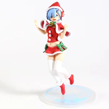 Anime Re:Dzīve Citā Pasaulē No Nulles Rem Ram Ziemassvētku Drēbes, Ziemas Ver. PVC Rīcības Attēls Kolekciju Modelis Rotaļlietas Lelle