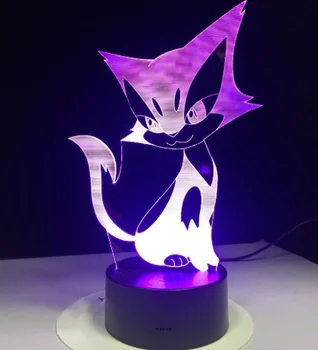 Anime Skaitļi Pokemon 3D Led Purrloin Nakts Gaismas Modeļa Rotaļlietu Dekoru Pieskārienu Sensoru Juguetes Rīcības Figurals Leļļu Kolekcionārs Apgaismojums