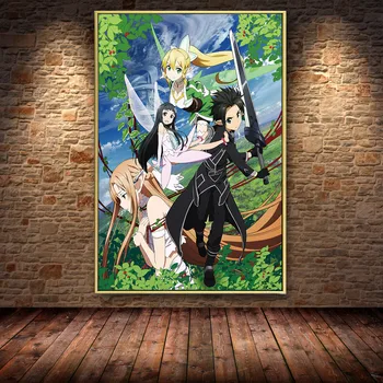 Anime Zobens Mākslas Online Plakāti Un Izdrukas, Bildes Japāņu Multfilmu Bērnu Istabas Mākslas Apdares Mājās Audekla Apgleznošana
