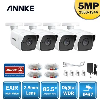 ANNKE 4gab 5MP CCTV Kameras IP67 Waterproof Video Novērošanas Āra Bullet Kameras IS Cut Filtru Kameras Komplekts